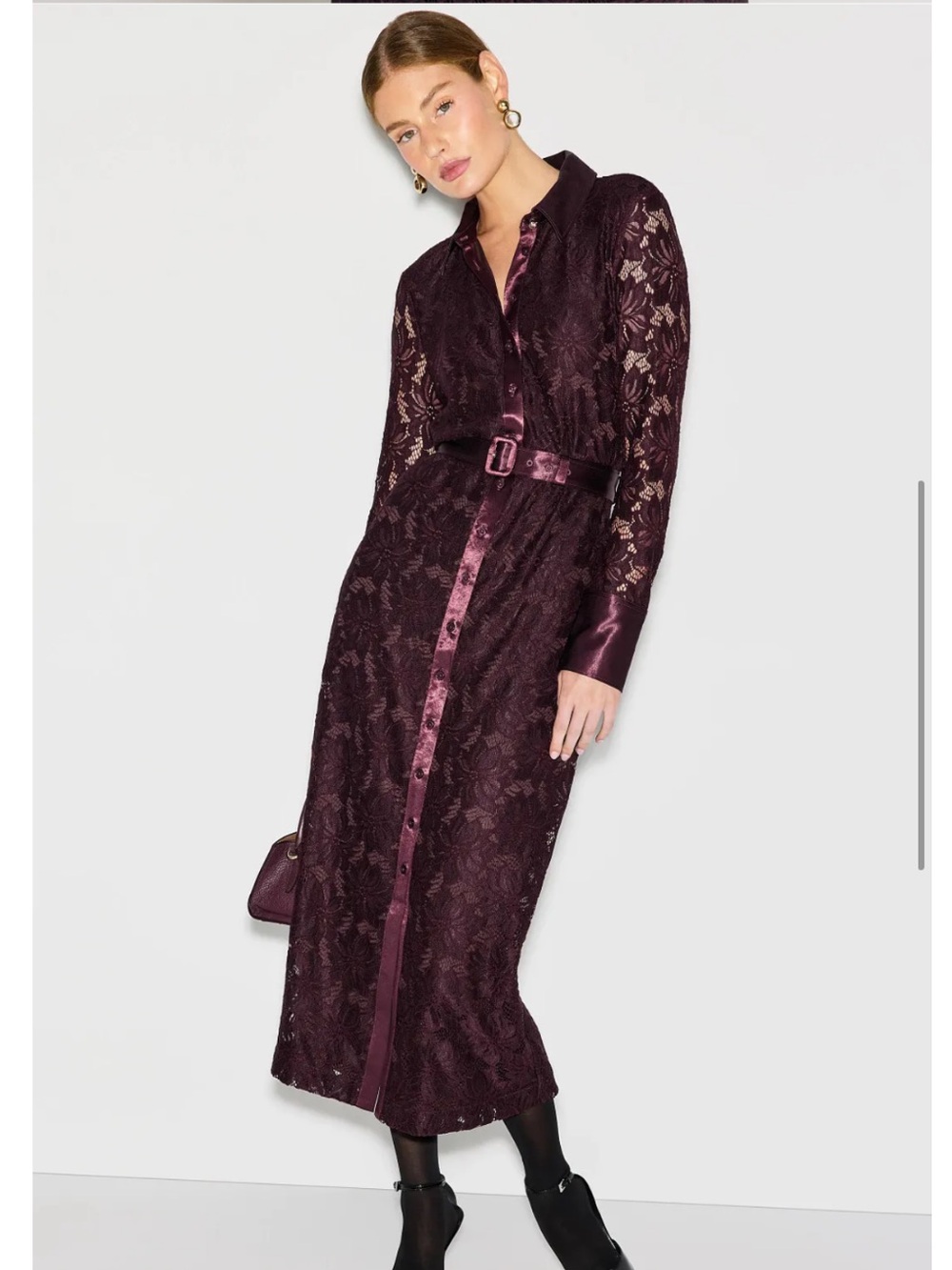 Derek Lam 10 Crosby Satin Detail Lace Midi Dress, Size: 8
